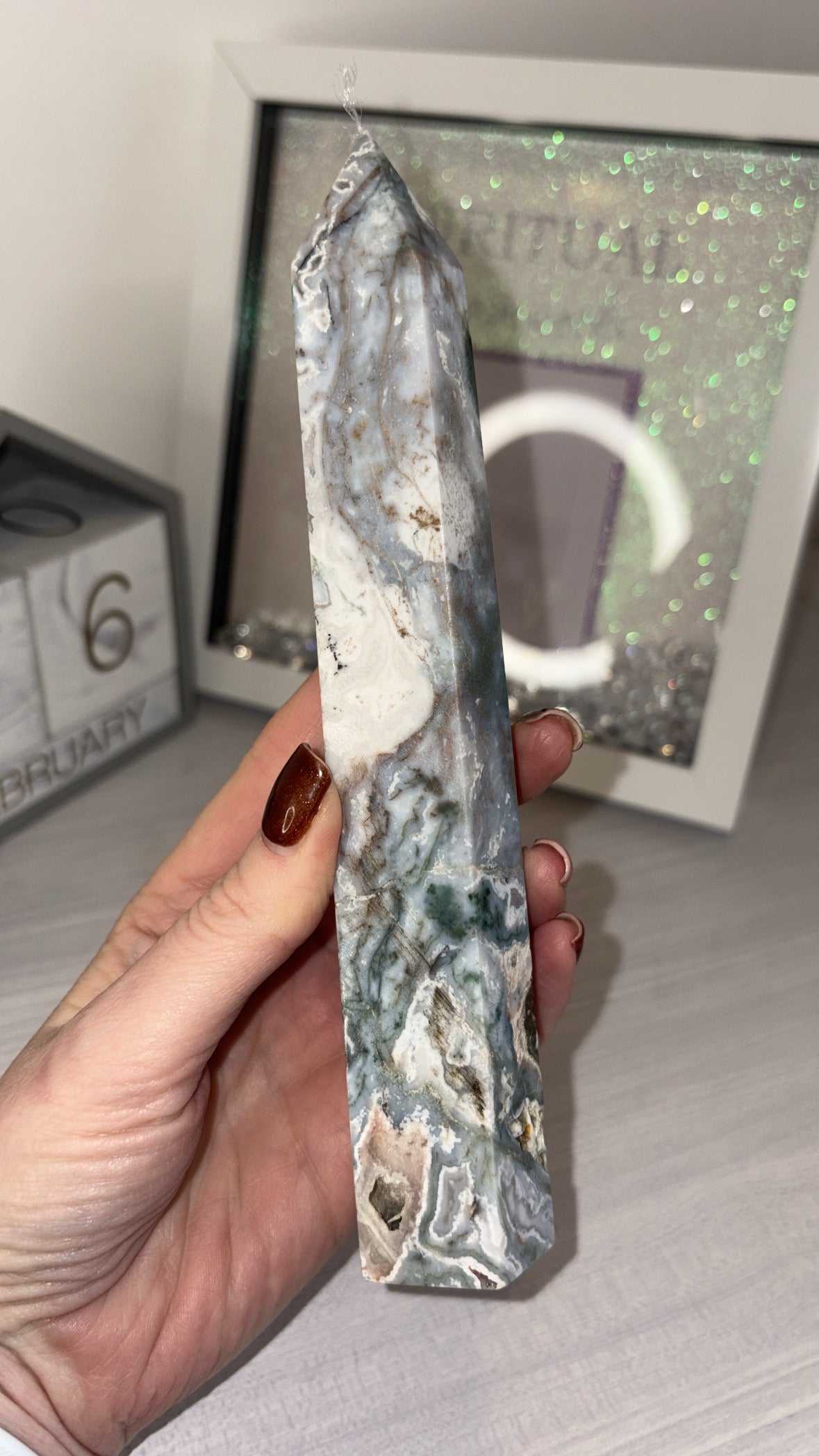 Pink Moss Agate Tower/ Pink Moss Agate Crystal/ Pink Moss Agate/ Healing Crystals/ Crystals UK