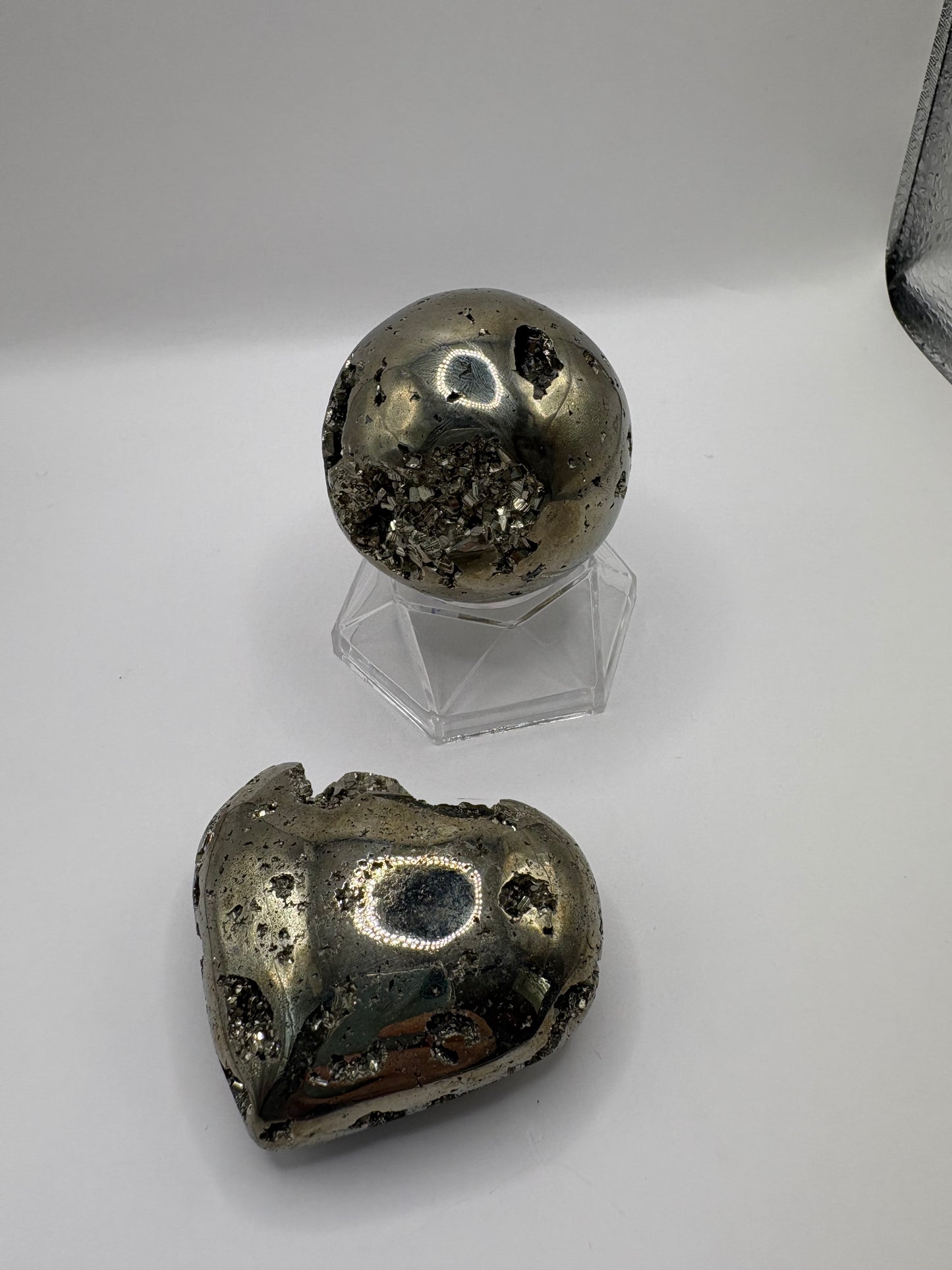 Pyrite Sphere/ Pyrite Heart Carving/ Pyrite Crystals/ Pyrite/ Crystals UK