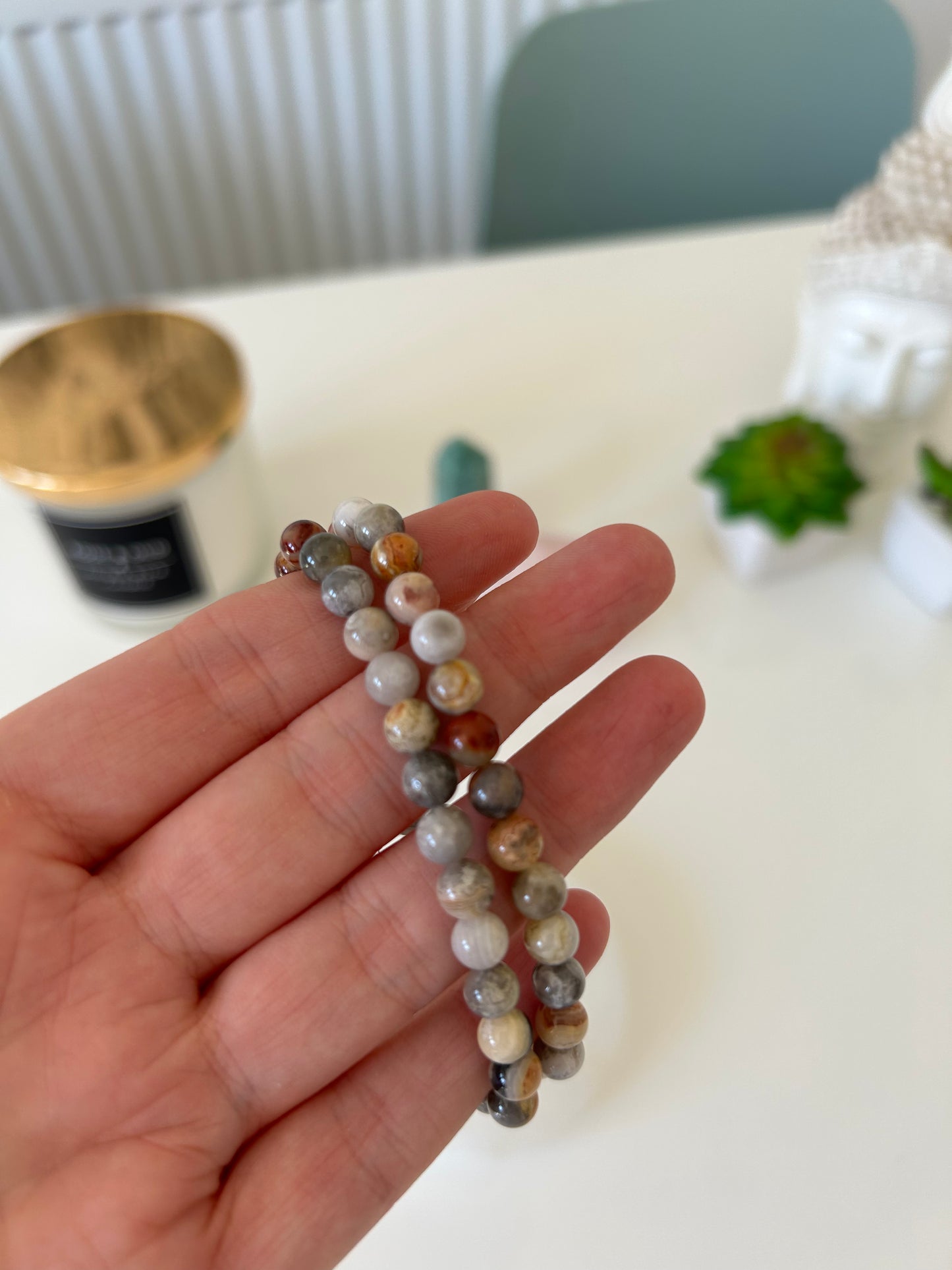 Crazy Lace Agate Beaded Bracelet