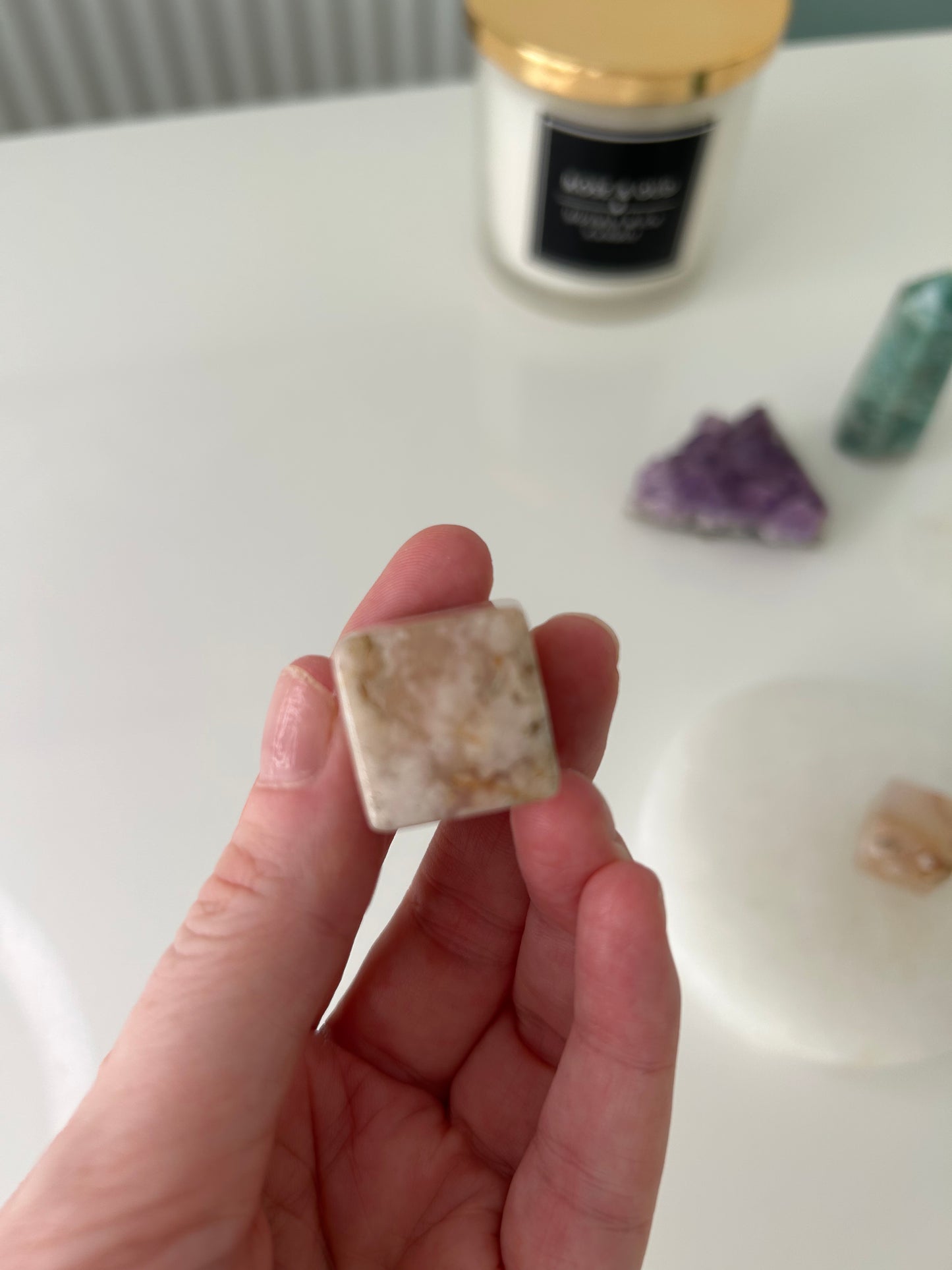 Flower Agate Cube Carving