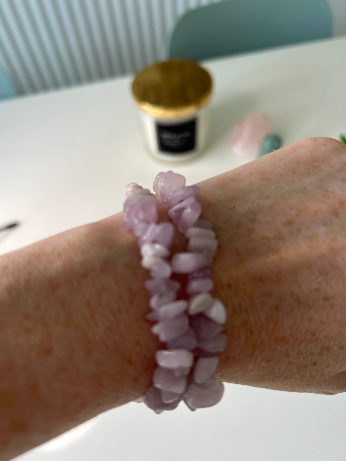 Kunzite Chip Crystal bracelet