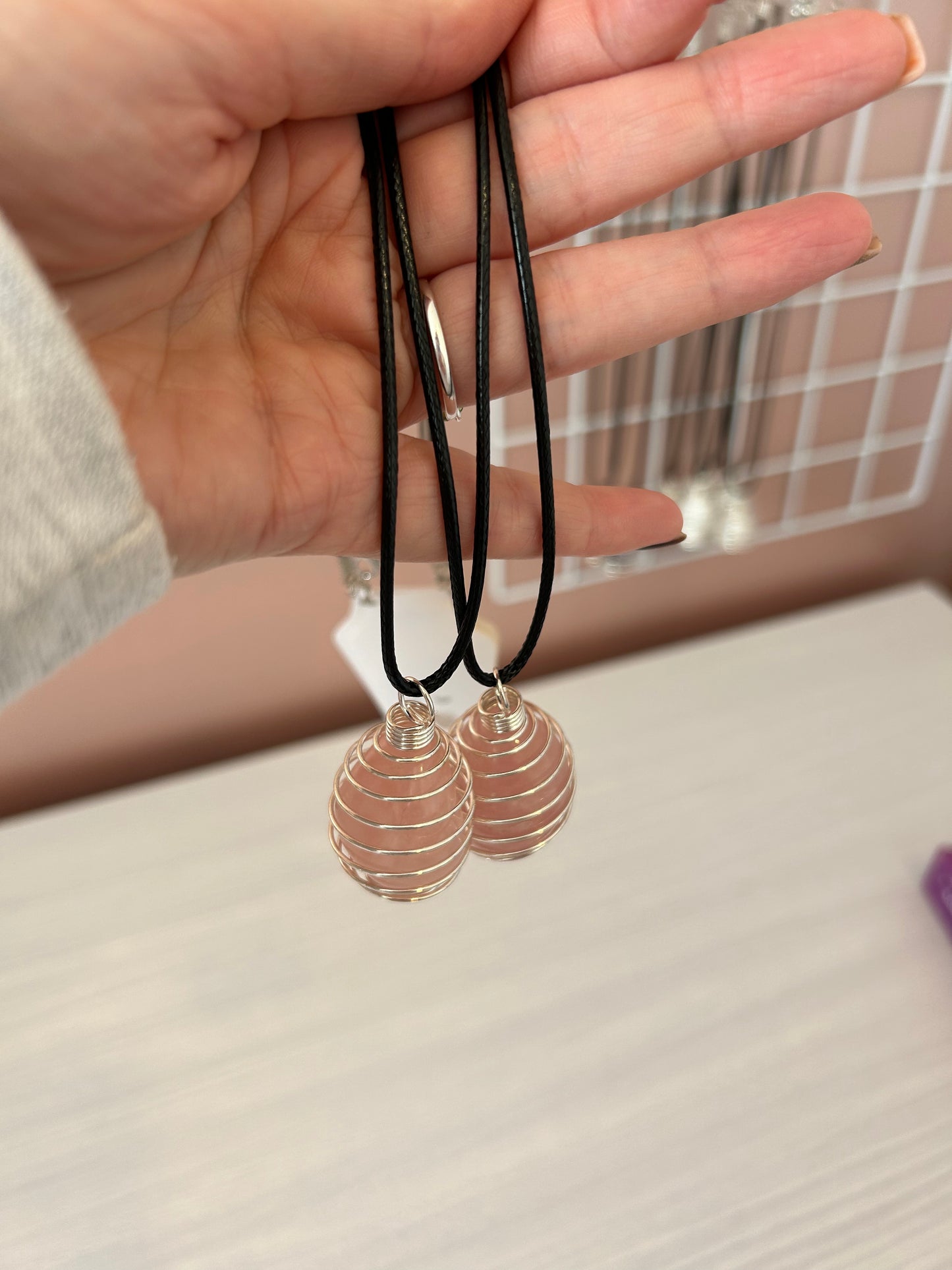 Caged Howlite/Rose Quartz/Fluorite Crystal Necklaces/Crystal Pendants/Crystal Necklaces/ Gemstone Necklaces/ Pendant Necklace/Necklaces