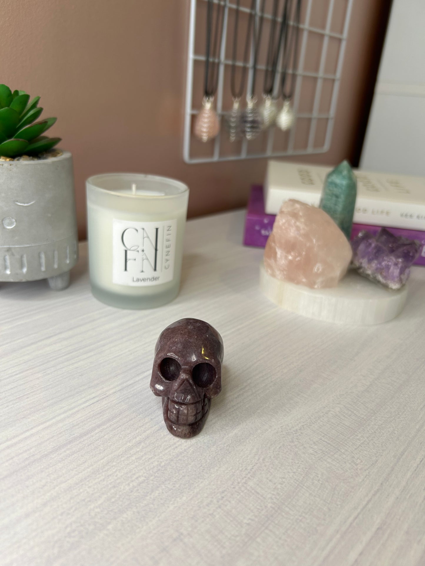 Lepidolite skull carving/ Lepidolite Crystal/ Lepidolite carving