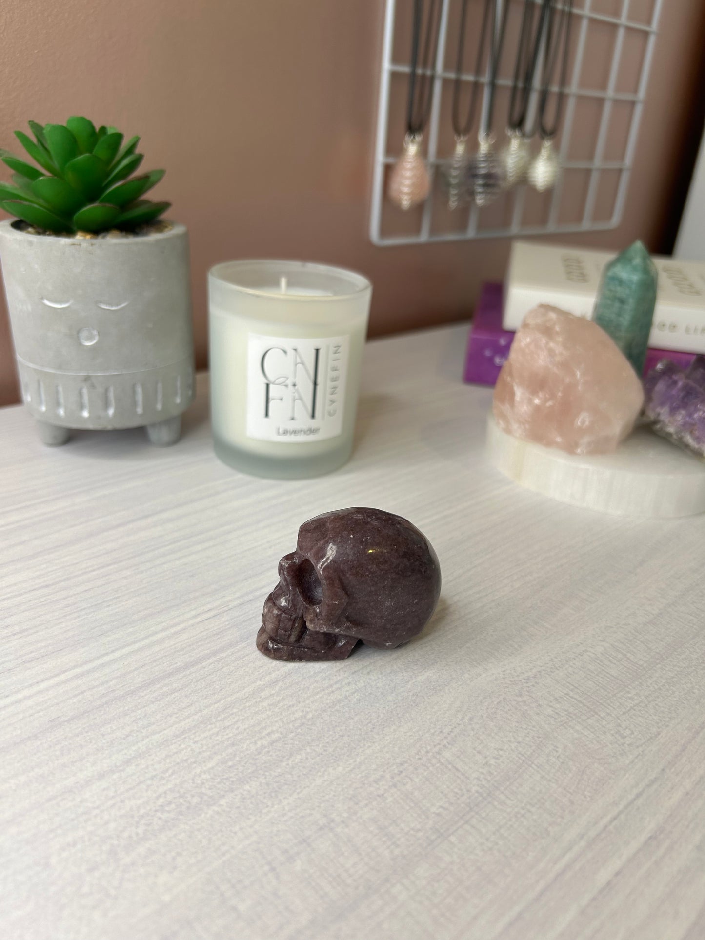 Lepidolite skull carving/ Lepidolite Crystal/ Lepidolite carving