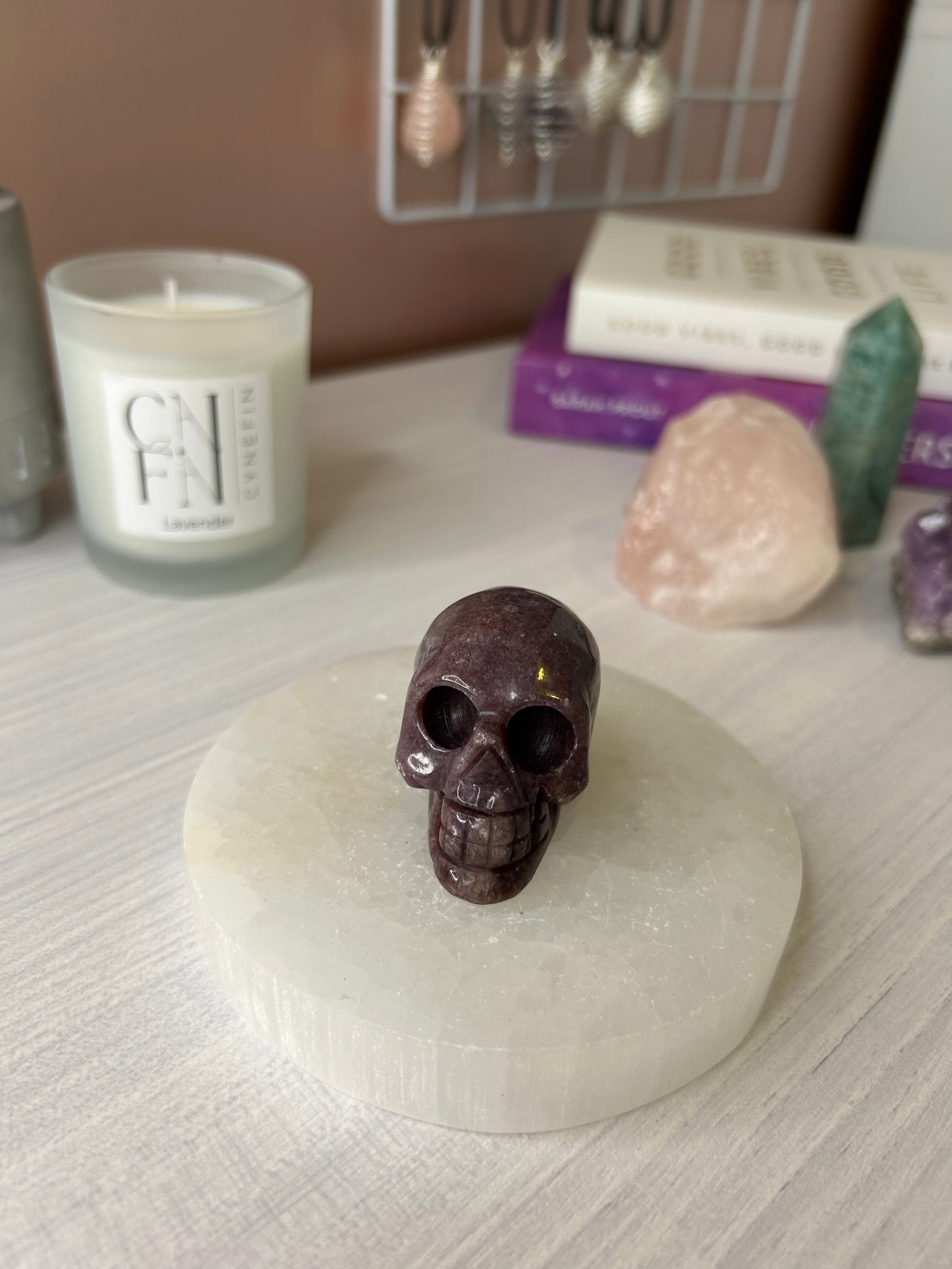 Lepidolite skull carving/ Lepidolite Crystal/ Lepidolite carving