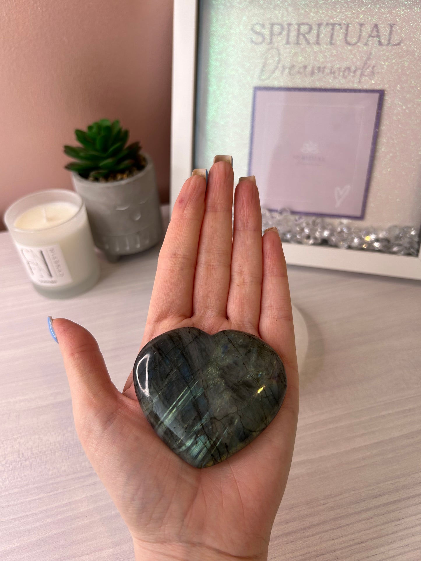 Labradorite Heart Carving