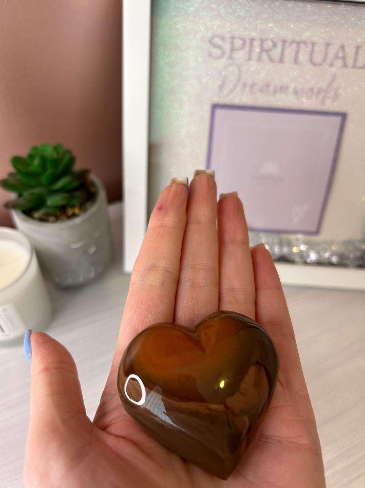 Polychrome Jasper Heart Carving