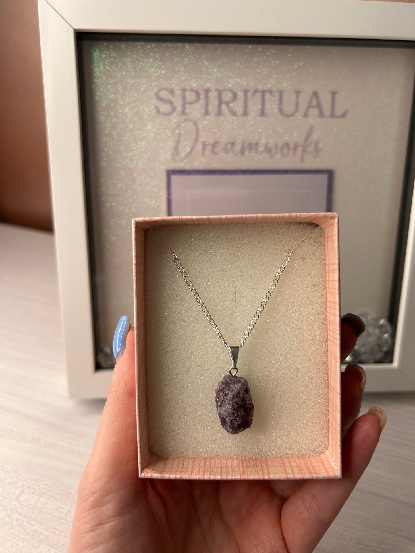 Lepidolite necklace/ Lepidolite Crystal Necklace/ Lepidolite Pendant