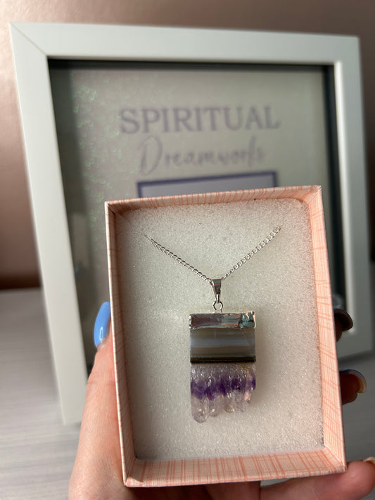 Amethyst Slice Necklace/ Amethyst natural Alice necklace/ Amethyst necklace/ Amethyst Pendant