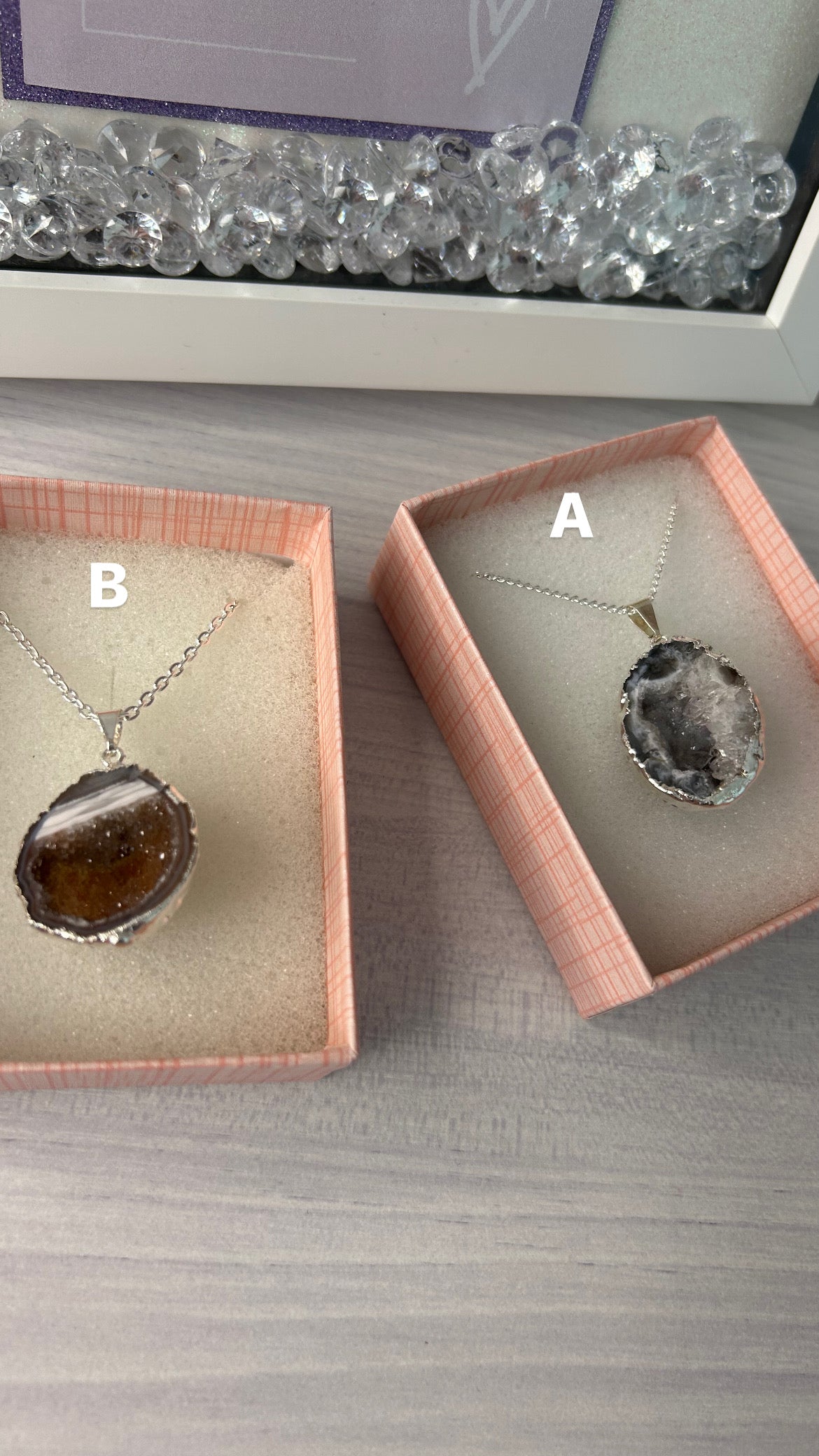 Half Geode Crystal Necklaces/ Half Geode Crystal Pendants