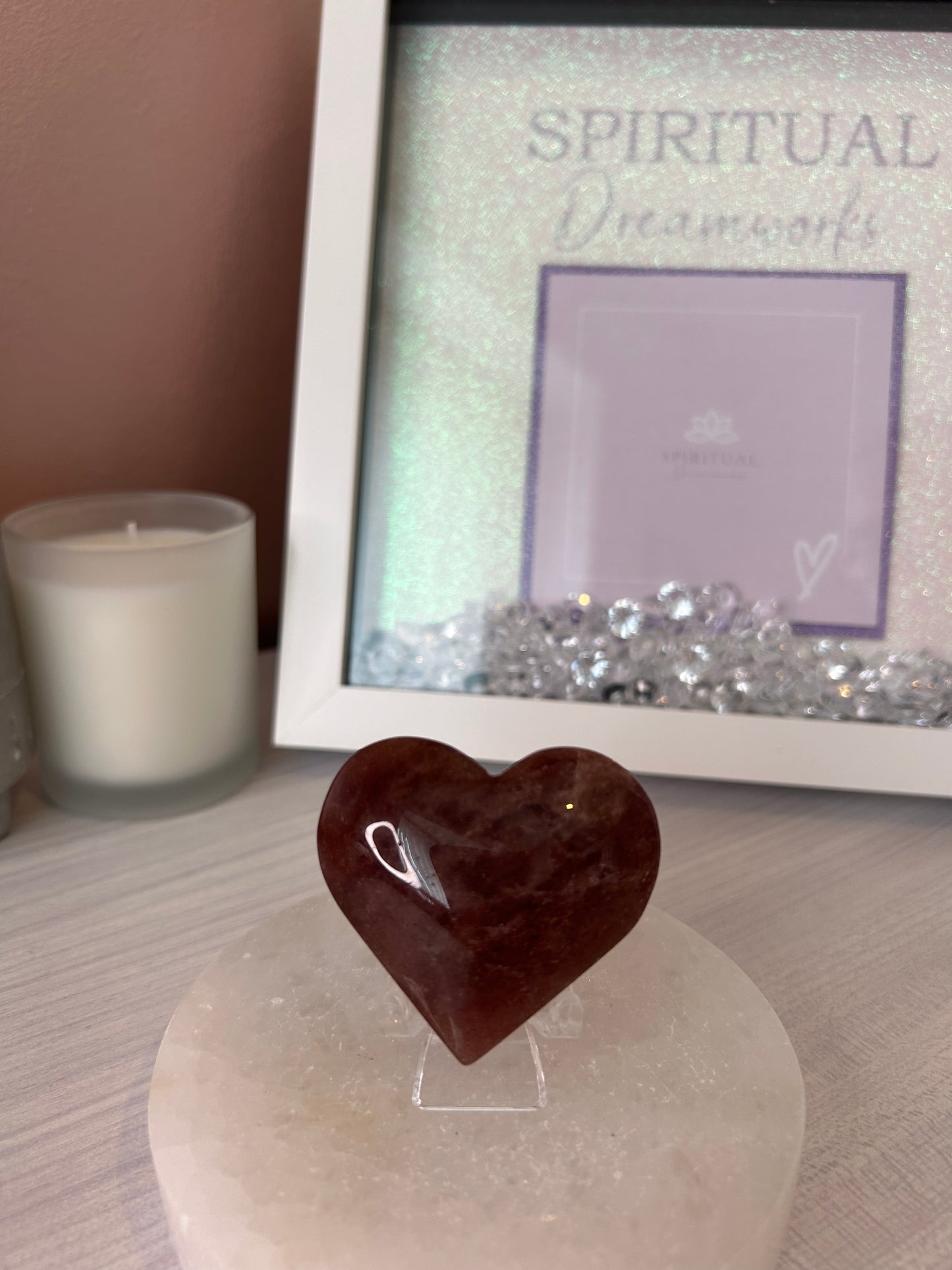 Strawberry Quartz Heart Carving