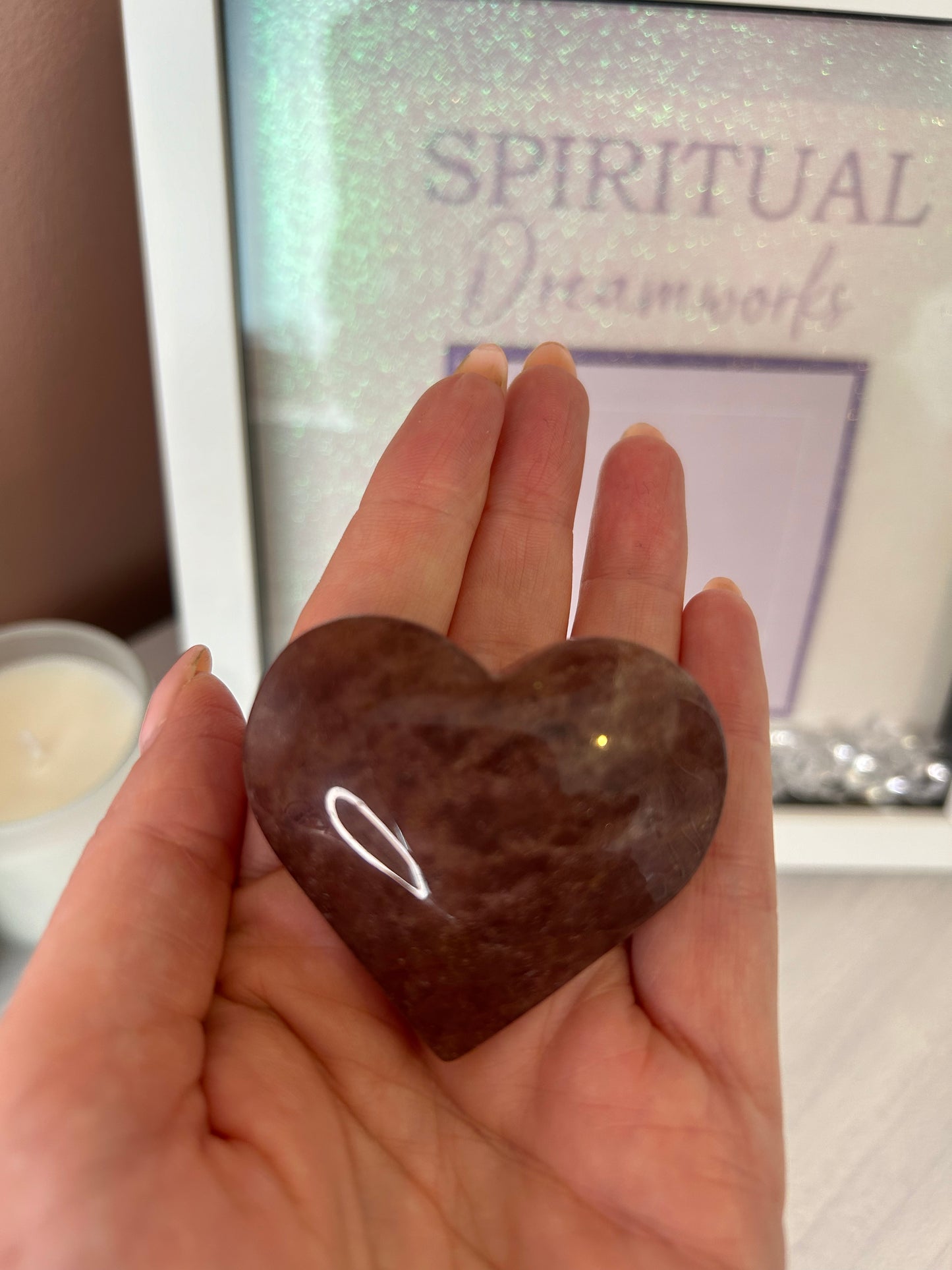 Strawberry Quartz Heart Carving