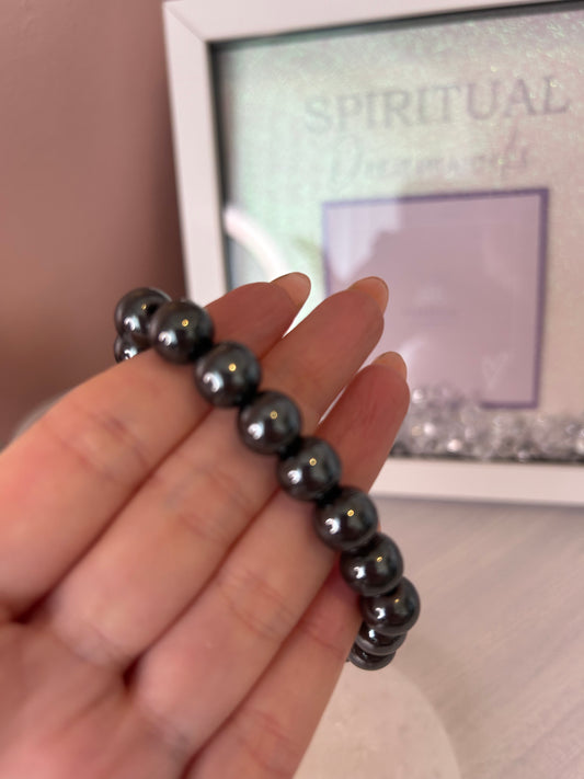 Hematite Beaded Bracelet/ Hematite Crystal Bracelet