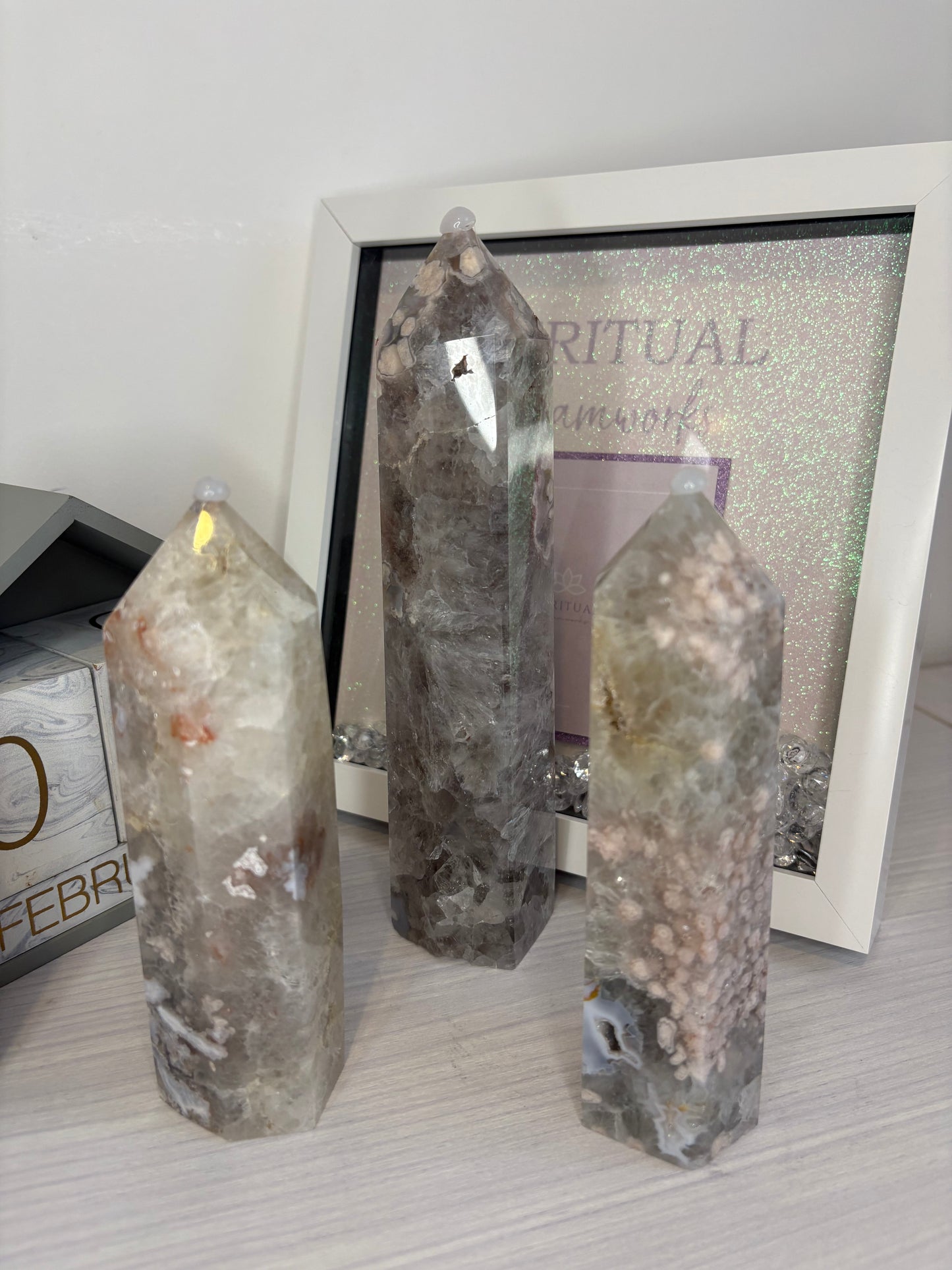 Green Flower Agate Towers/Green Flower Agate Crystal/ Green Flower Agate/ Crystals UK/ Healing Crystals