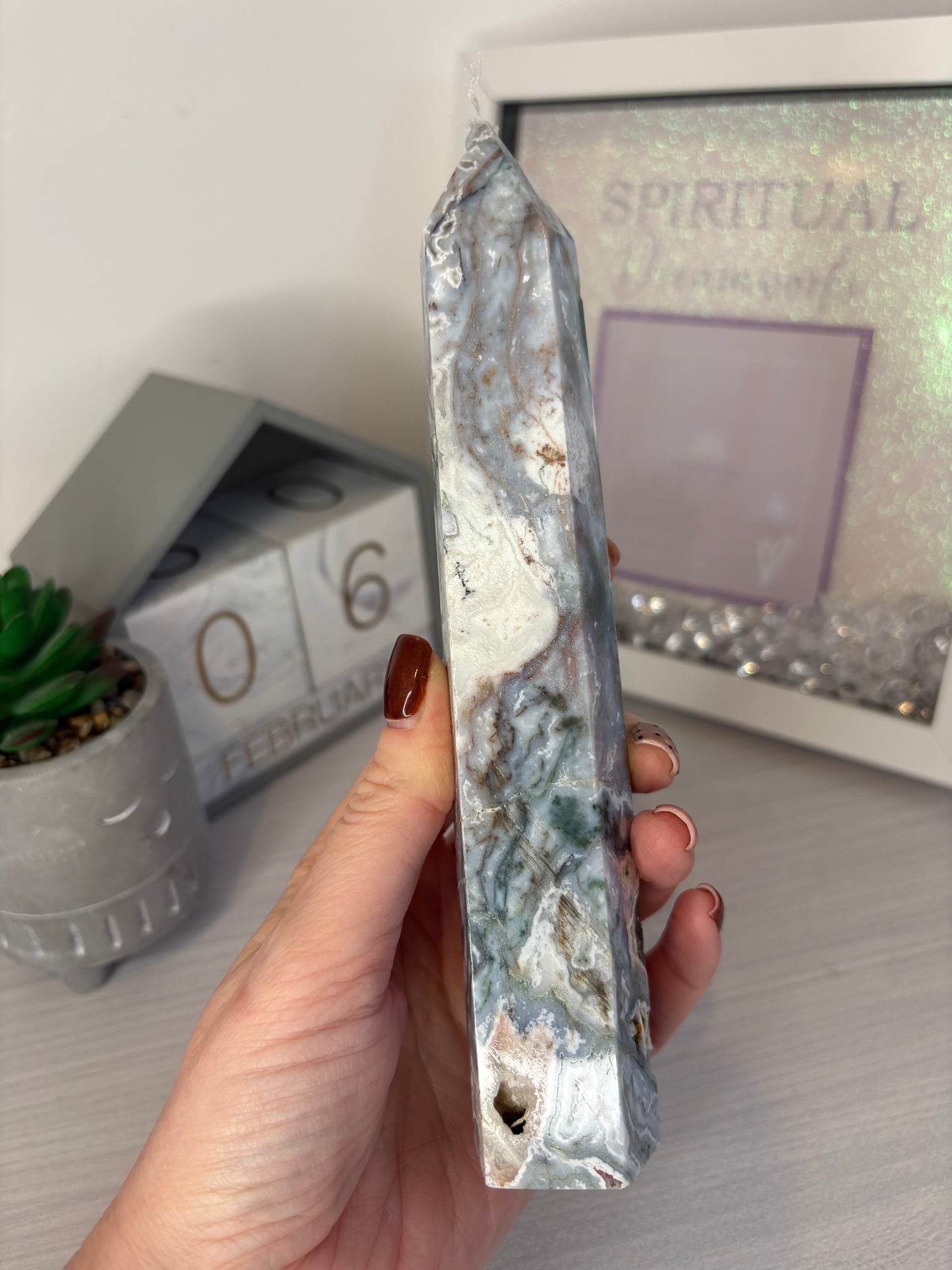 Pink Moss Agate Tower/ Pink Moss Agate Crystal/ Pink Moss Agate/ Healing Crystals/ Crystals UK