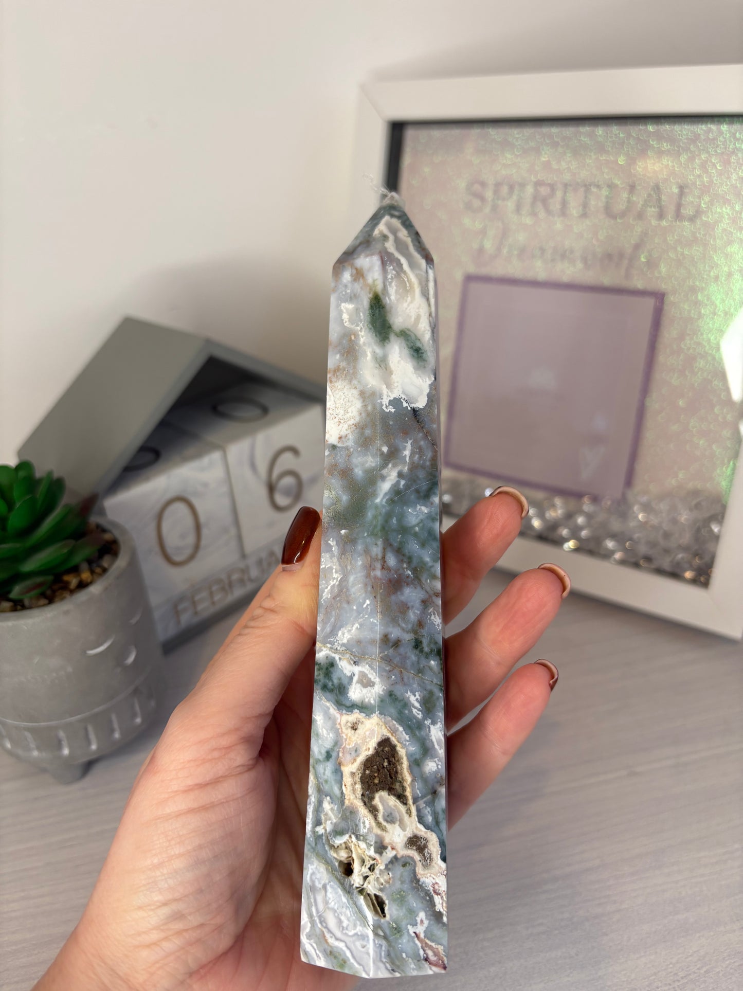 Pink Moss Agate Tower/ Pink Moss Agate Crystal/ Pink Moss Agate/ Healing Crystals/ Crystals UK