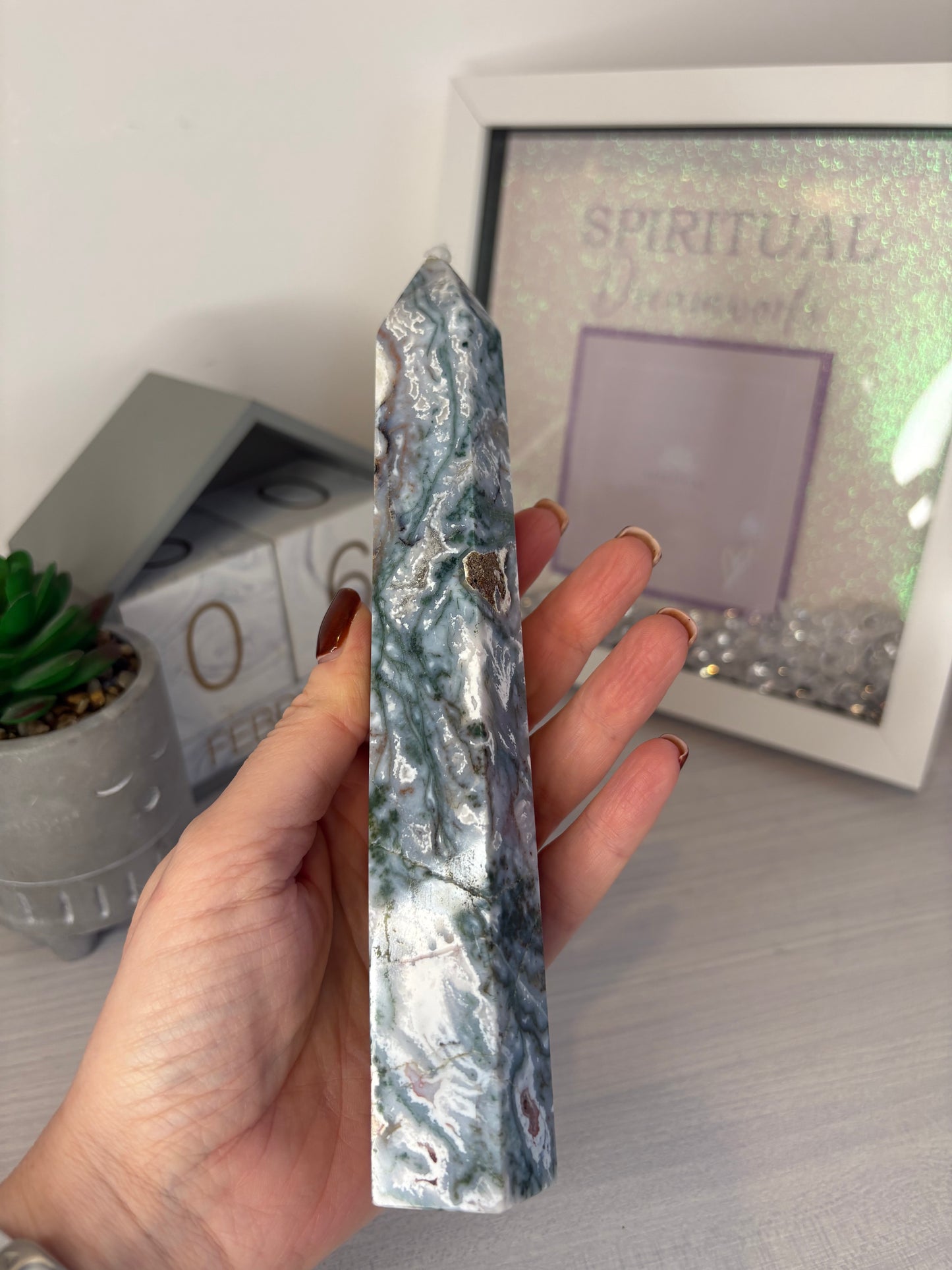 Pink Moss Agate Tower/ Pink Moss Agate Crystal/ Pink Moss Agate/ Healing Crystals/ Crystals UK
