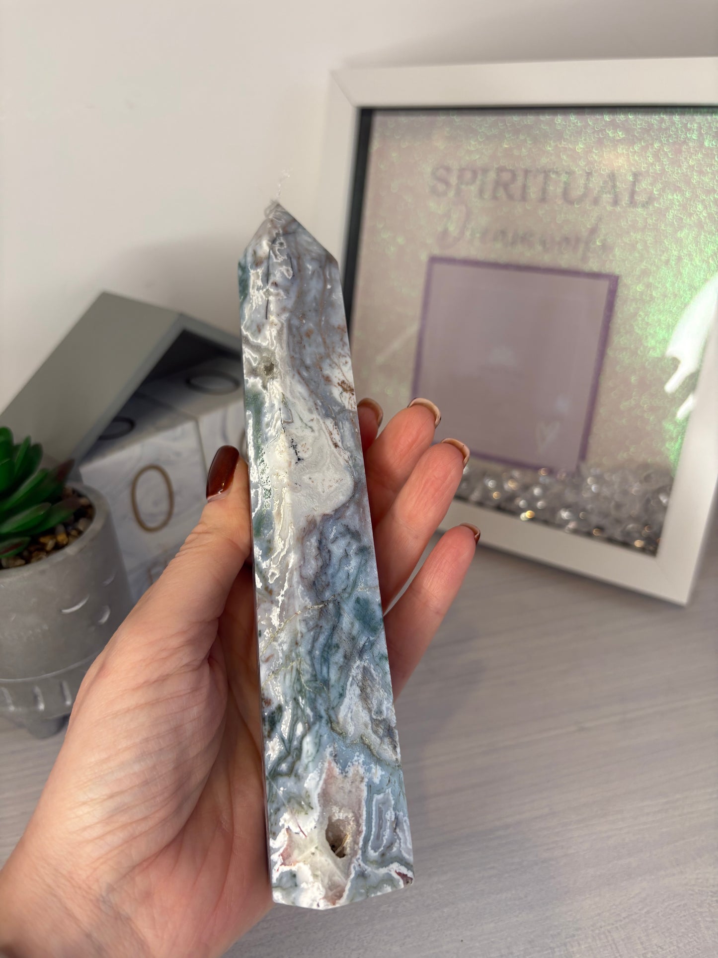 Pink Moss Agate Tower/ Pink Moss Agate Crystal/ Pink Moss Agate/ Healing Crystals/ Crystals UK