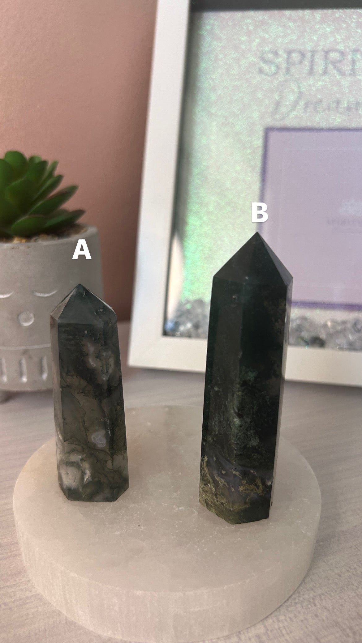 Moss Agate Towers/ Moss Agate Points/ Moss Agate Crystals/ Moss Agate/ Healing Crystals/ Crystals UK