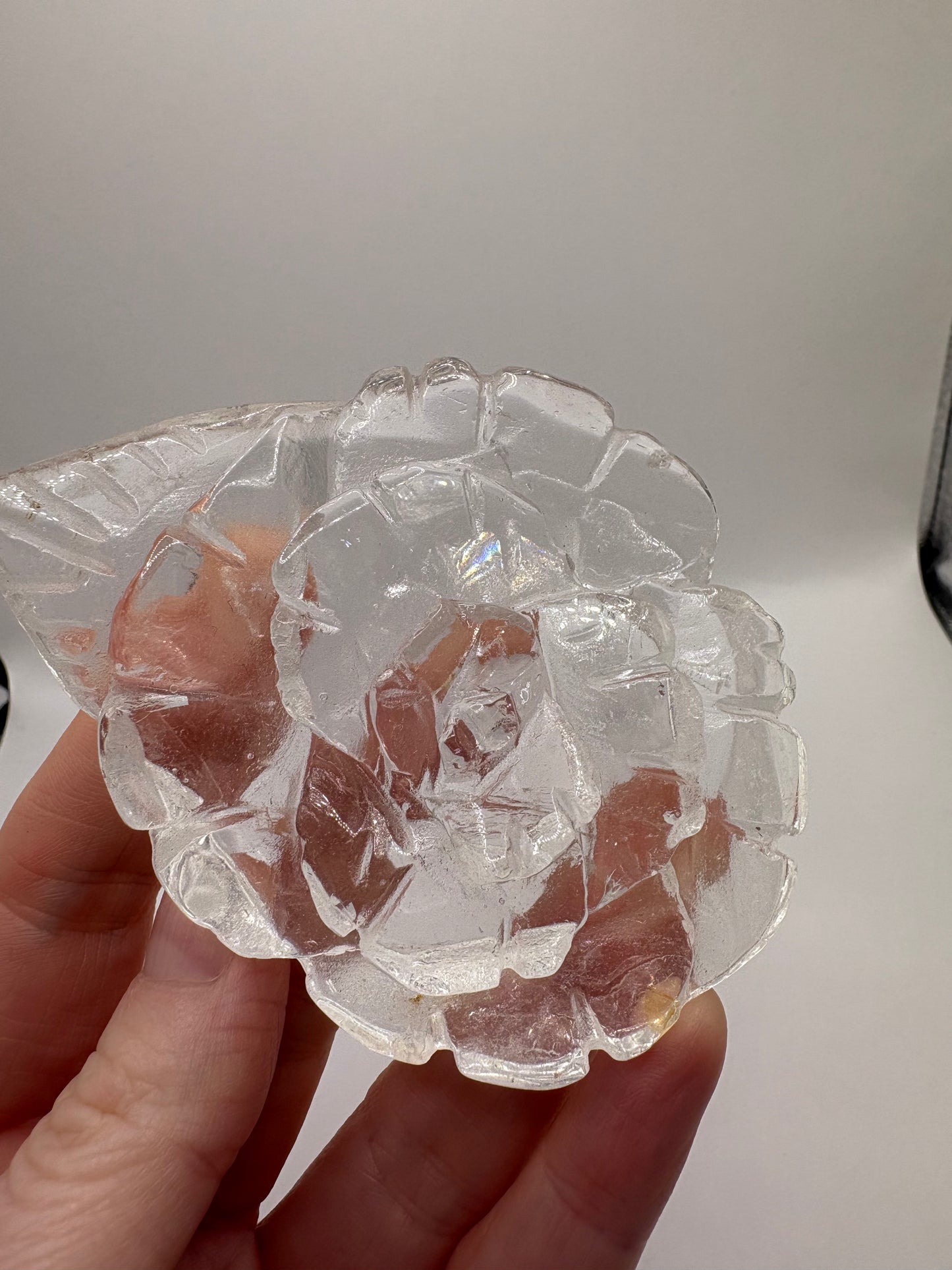 Clear Quartz Flower Carving/ Clear Quartz Freeform /Clear Quartz Carving/Clear Quartz/ Clear Quartz Crystal/ Natural Clear Quartz