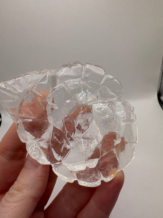 Clear Quartz Flower Carving/ Clear Quartz Freeform /Clear Quartz Carving/Clear Quartz/ Clear Quartz Crystal/ Natural Clear Quartz