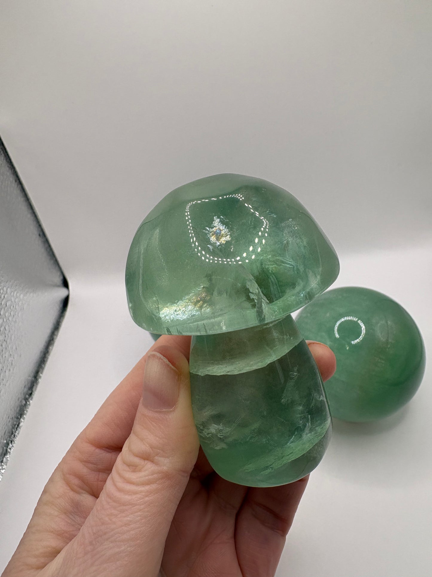 Green Fluorite Spheres/ Green Fluorite Mushroom/ Green Fluorite Crystals/ Healing Crystals/ Crystals U.K.