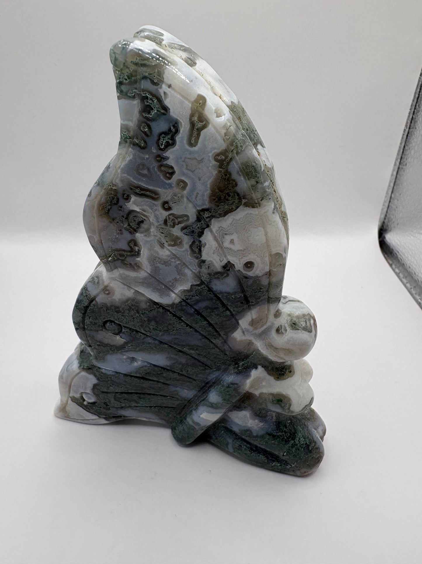 Moss Agate Carvings/ Moss Agate Fairy’s/ Moss Agate Wolf/ Moss Agate Mushrooms/ Moss Agate Crystals/ Crystals UK