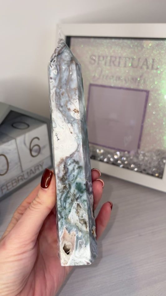 Pink Moss Agate Tower/ Pink Moss Agate Crystal/ Pink Moss Agate/ Healing Crystals/ Crystals UK