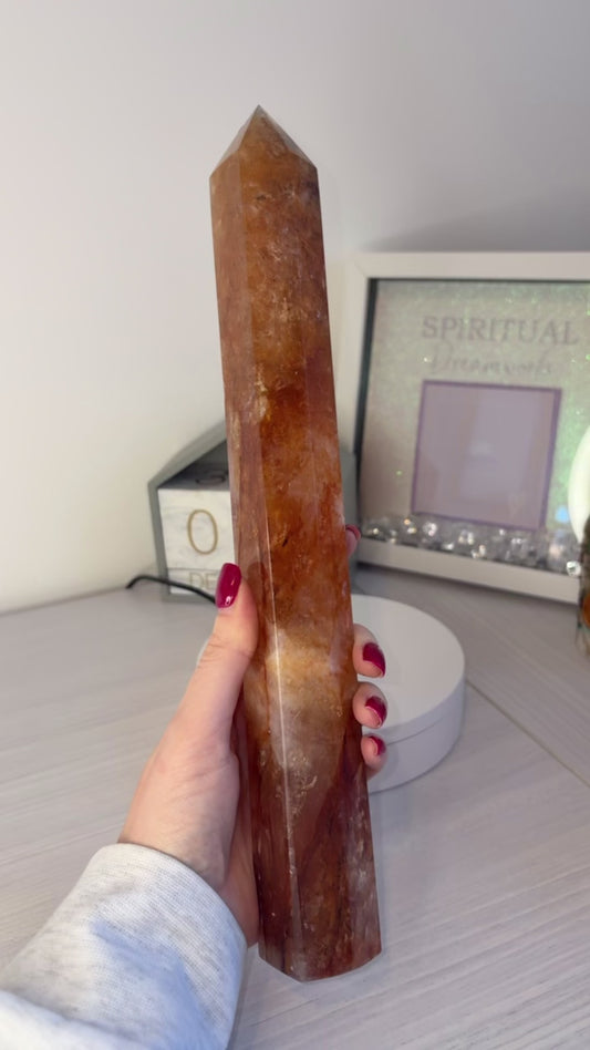 Fire Quartz Tower/ Fire Quartz Point/ Fire Quartz Crystal/ Fire Quartz/ Healing Crystals/ Crystals UK