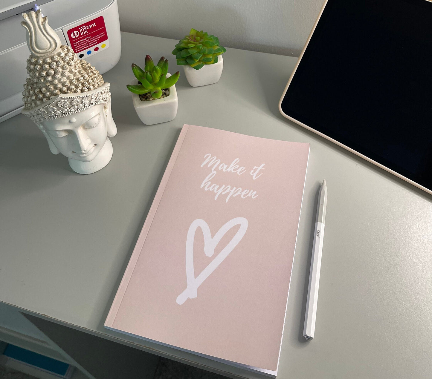 Make it happen quoted Journal/notebook/ Love heart design