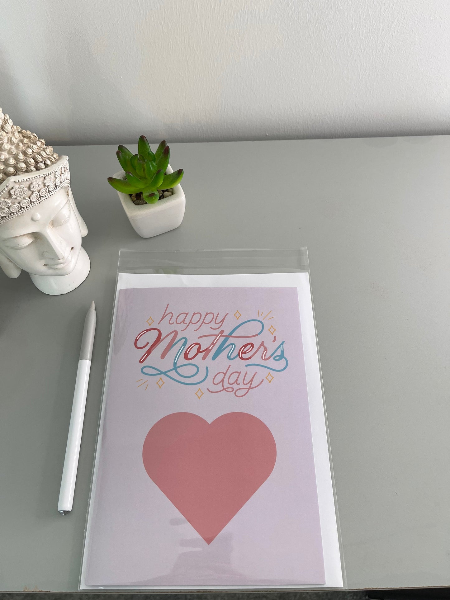 Mother's Day Greetings Card/Pink Love heart design