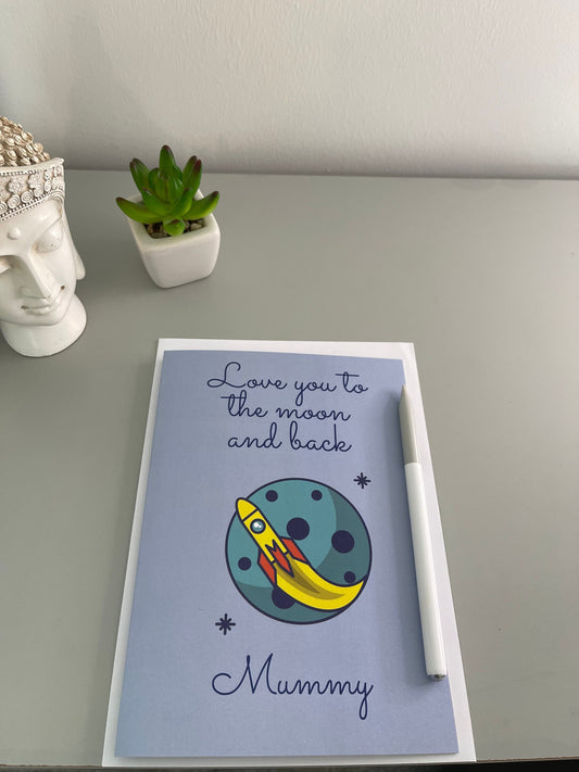 Greetings Card/Rocket design/Love you to the moon and back