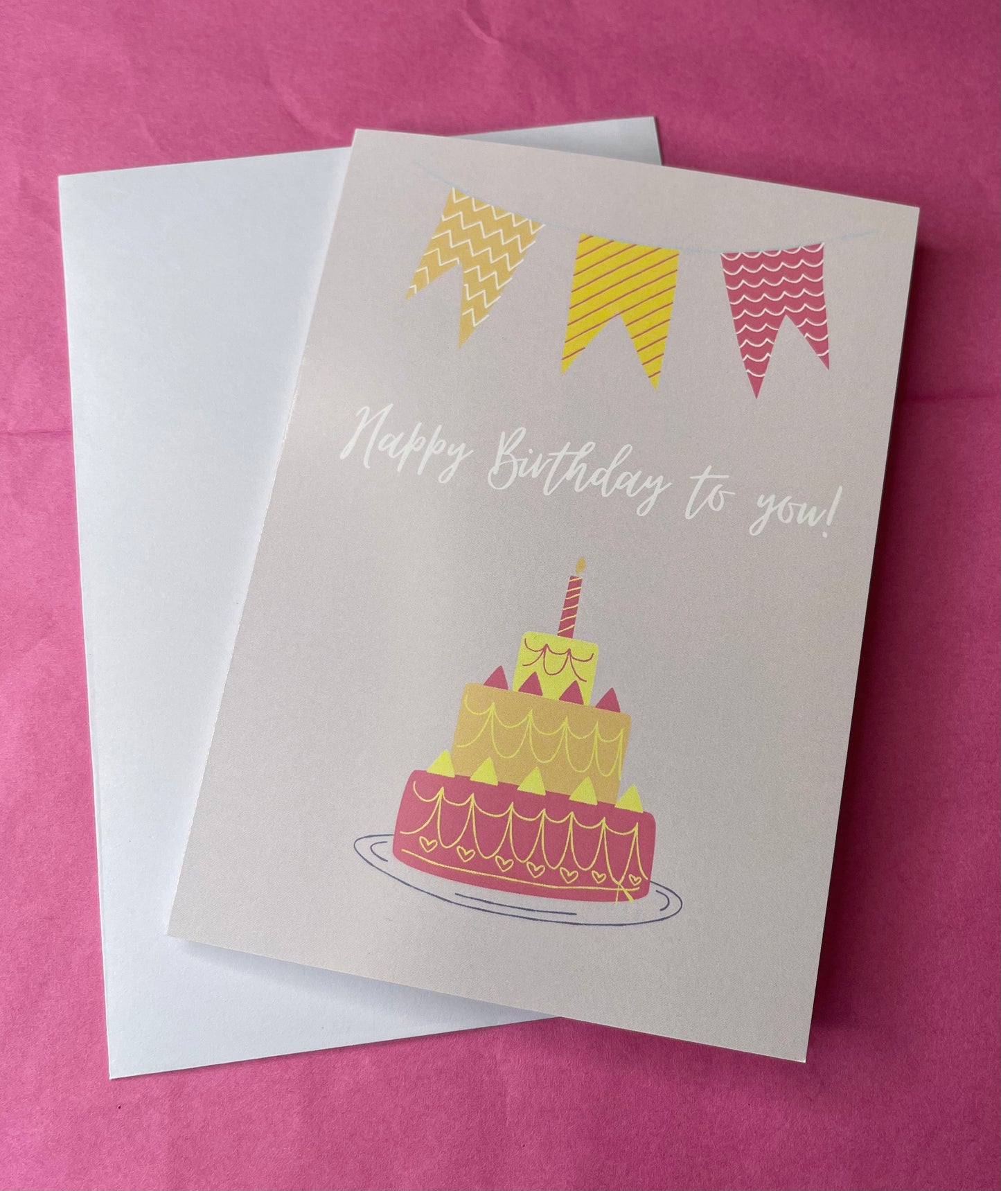 Birthday Cards/Greetings Cards/ A6 Greetings Cards/ Happy Birthday cake Card/ Greetings Cards For Her/ pink Birthday Card