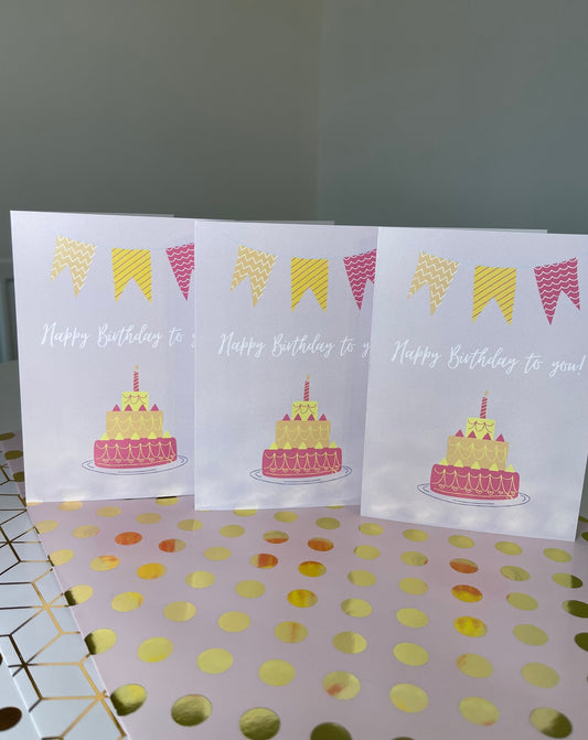 Birthday Cards/Greetings Cards/ A6 Greetings Cards/ Happy Birthday cake Card/ Greetings Cards For Her/ pink Birthday Card