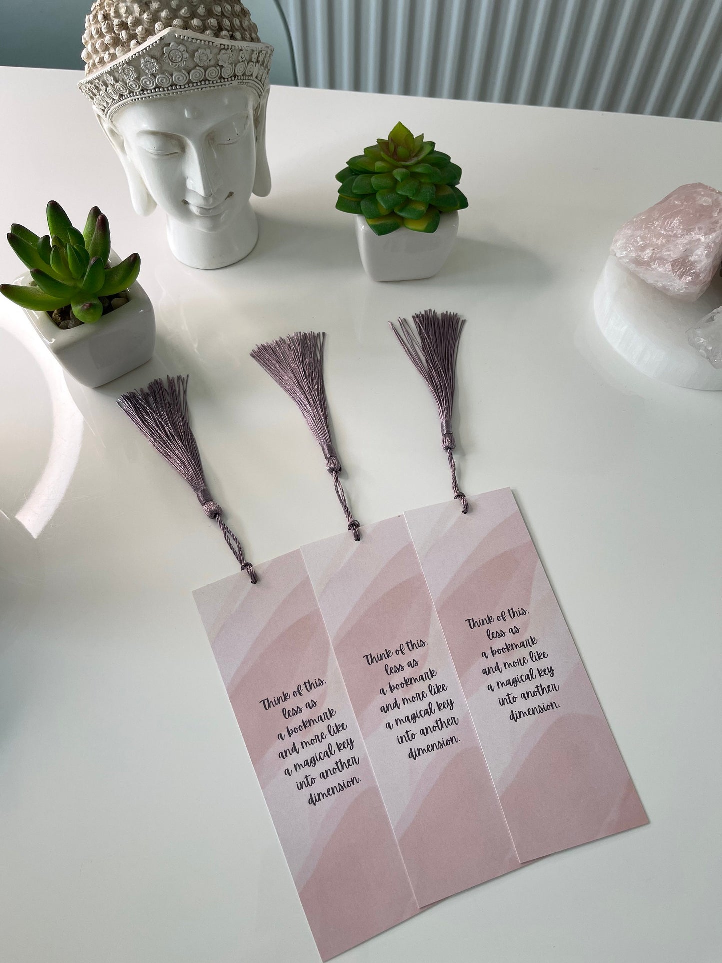 Quoted Bookmark/ Pink Bookmark/ Patterned Bookmark/ Bookmark with Tassel/ Glossy Bookmark