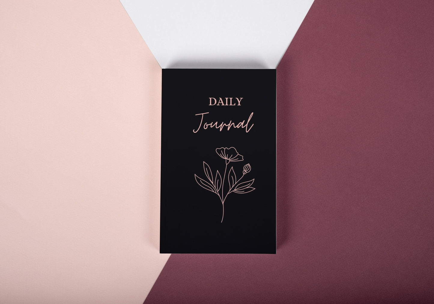 Daily Journal/ Journaling/ Mindfulness Journal/ 5 Minute Journaling/ Self Care/ Wellness Journal/ Notebook/ Black Flower Journal