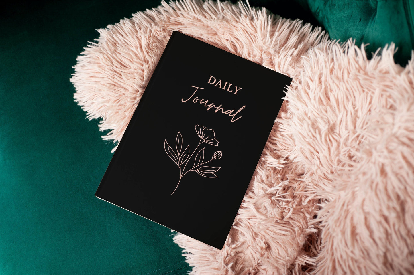 Daily Journal/ Journaling/ Mindfulness Journal/ 5 Minute Journaling/ Self Care/ Wellness Journal/ Notebook/ Black Flower Journal