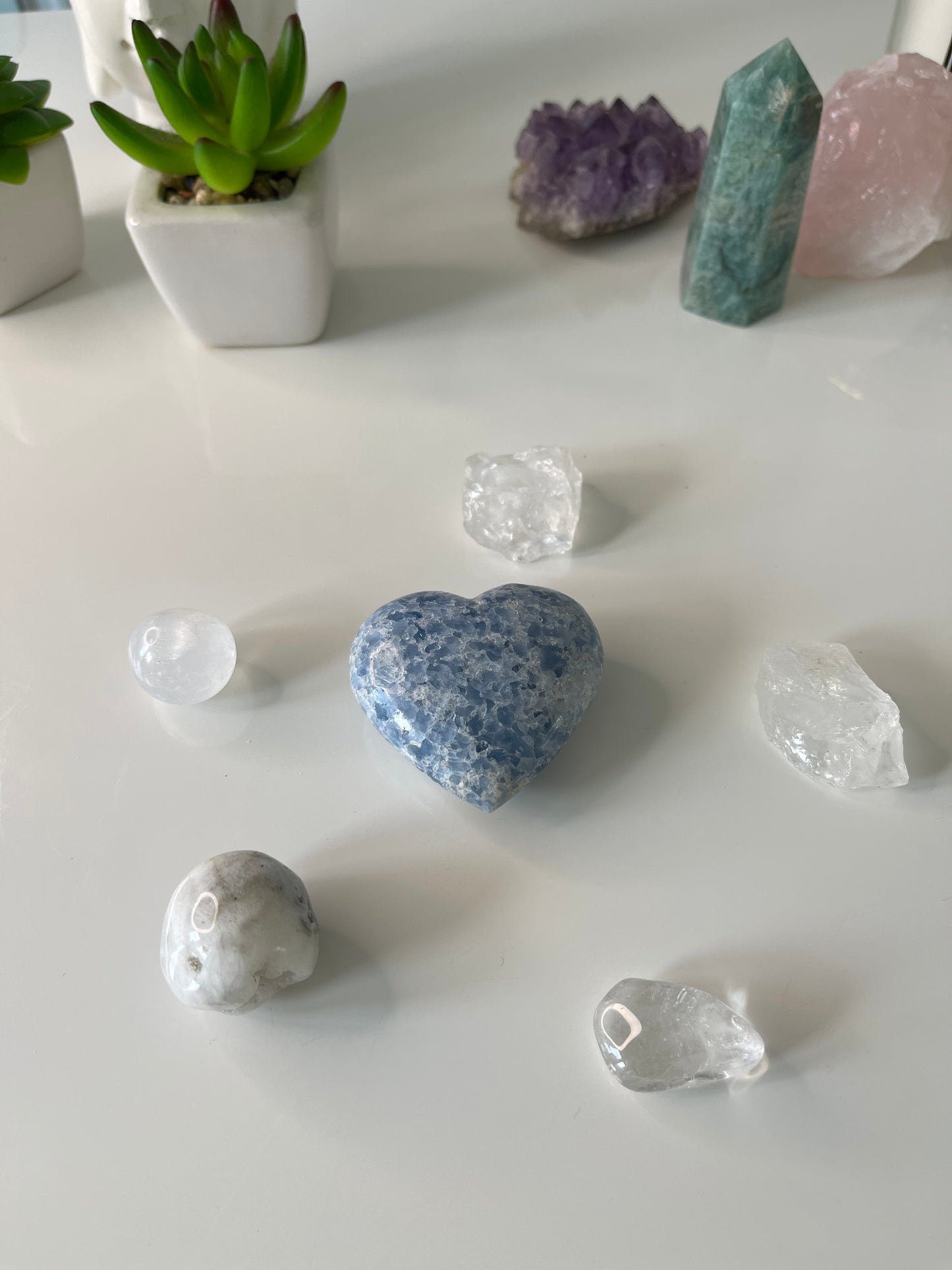 Blue Calcite Heart/ Blue Calcite Heart Carving/ Healing Crystals/ Crystals U.K.