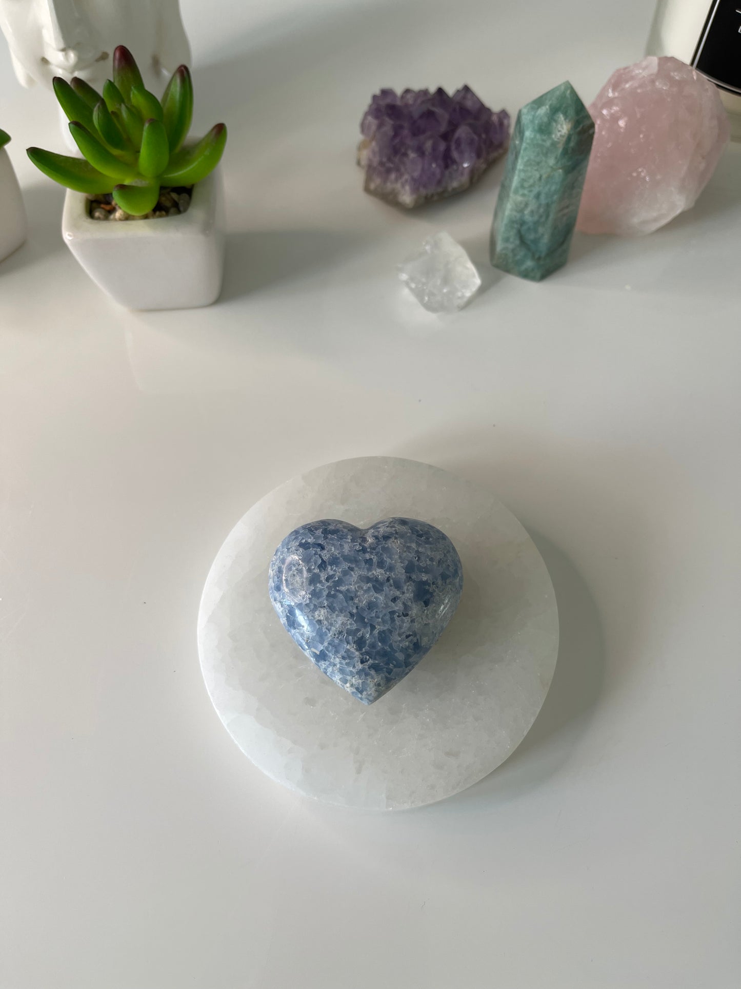 Blue Calcite Heart/ Blue Calcite Heart Carving/ Healing Crystals/ Crystals U.K.