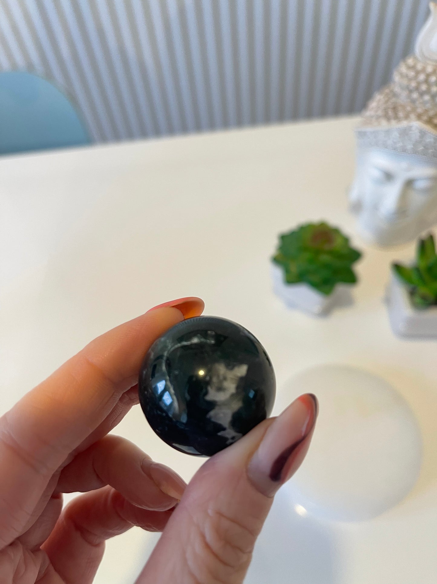 Moss Agate Sphere/ Mini Moss Agate Sphere/ Healing Crystals/ Crystals UK