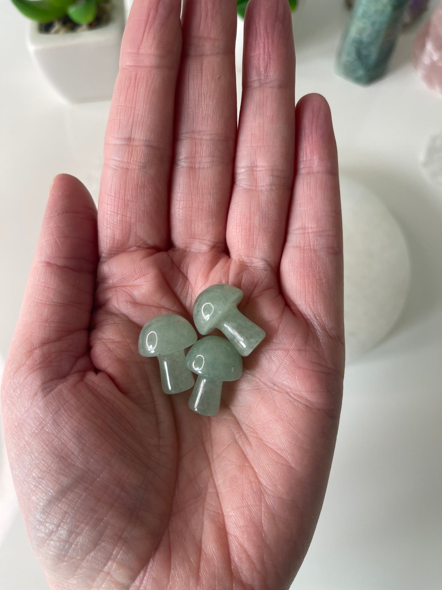 Green Aventurine Mini Mushrooms/ Crystal Mushroom Carvings