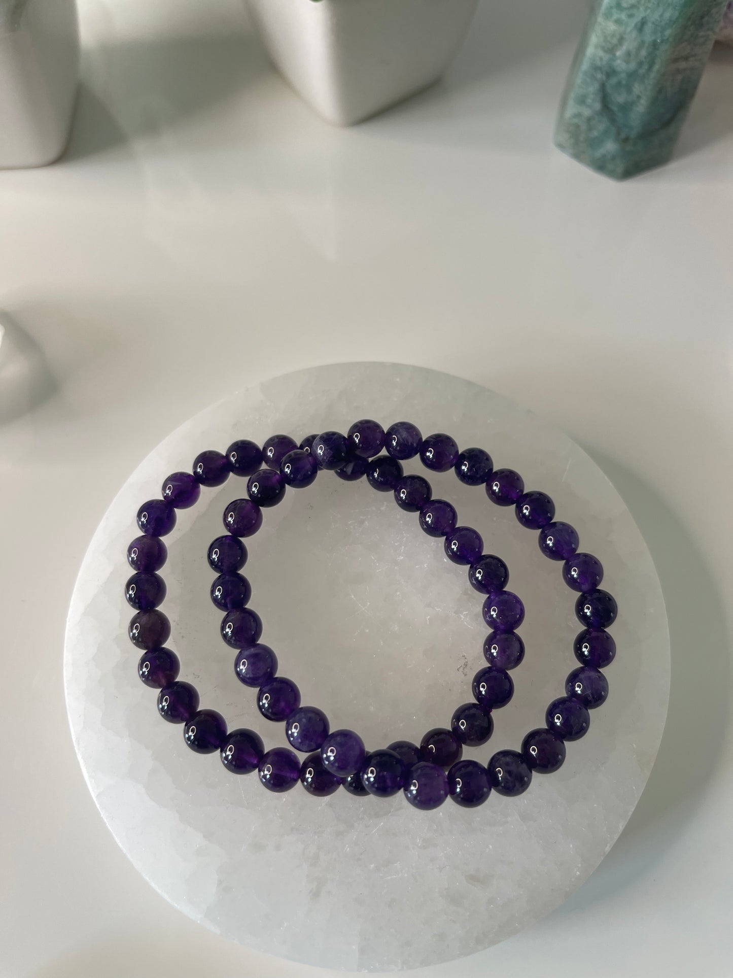 Amethyst Bead Bracelet/ Amethyst Crystal Bracelet/ Amethyst Bead Bracelet 6mm.